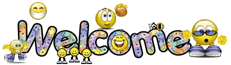 A Welcome Sign With Smiley Faces On It Sticker