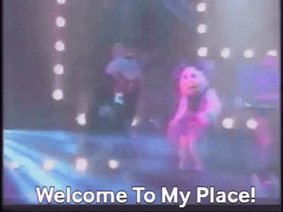 A Welcome To My Place Message Is Displayed On A Video GIF