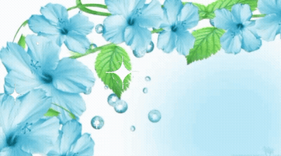 A Welcome To Vhielle 'S Part Banner With Blue Flowers GIF