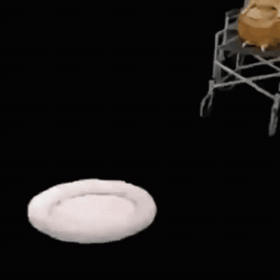 A Wheelchair Sits Next To A Dog Bed In The Dark GIF