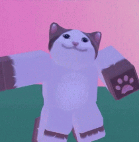 A White And Brown Cat With Paws Is Standing In A Field . GIF