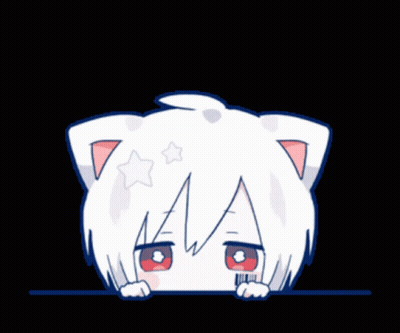 A White Anime Character With Red Eyes And A Cat Ear GIF
