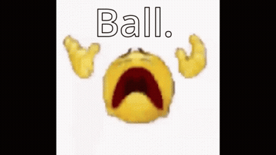 A White Background With A Brown Stain That Says Ball On It . GIF
