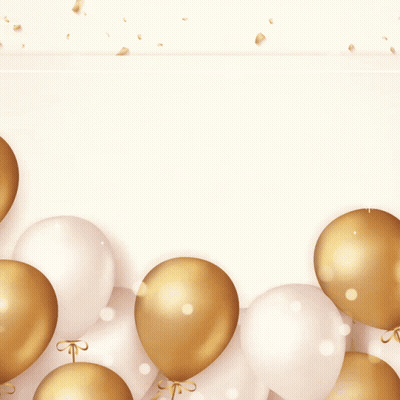 A White Background With Gold And White Balloons And The Words Happy Sabbath GIF