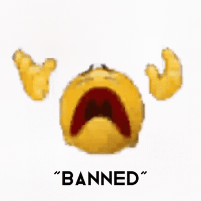 A White Background With The Word Banned In Black Letters GIF