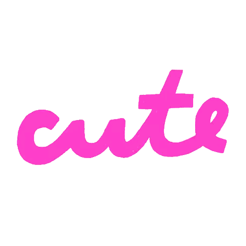 A White Background With The Word Cute In Pink Sticker
