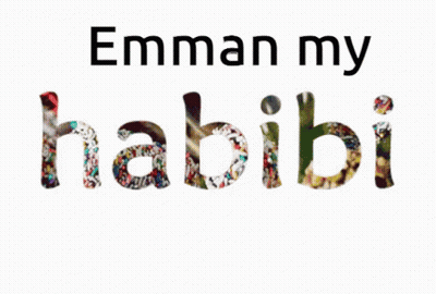 A White Background With The Words Eman My Habibi GIF