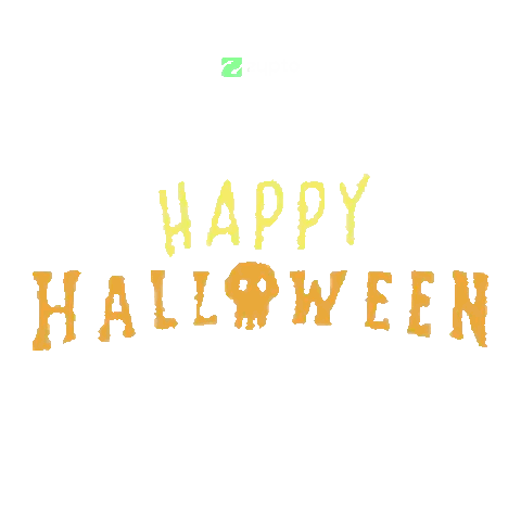 A White Background With The Words Happy Halloween In Orange Sticker