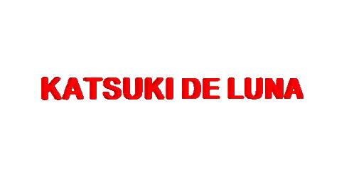 A White Background With The Words Katsuki De Luna In Red Letters Sticker