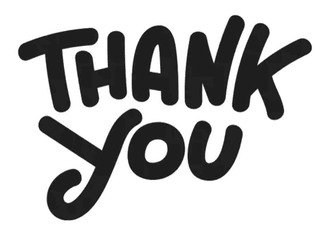 A White Background With The Words Thank You In Black Letters Sticker