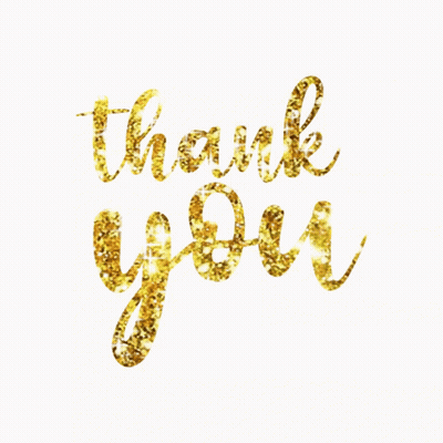 A White Background With The Words Thank You In Gold GIF