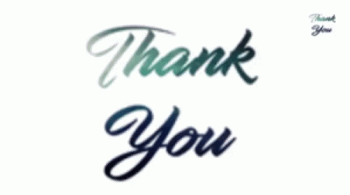 A White Background With The Words Thank You Written In Blue GIF