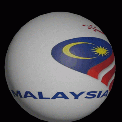 A White Ball With The Word Malaysia Written On It GIF