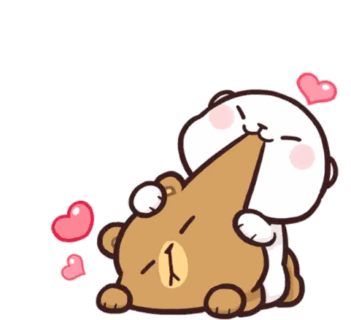 A White Bear Is Hugging A Brown Bear With Hearts Around Them Sticker