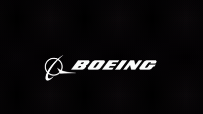 A White Boeing Logo Is On A Black Background GIF