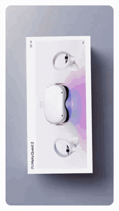 A White Box With A Virtual Reality Headset In It GIF