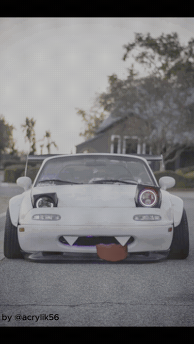 A White Car Is Parked On The Side Of The Road With A Picture Of It Taken By Acrylik56 GIF