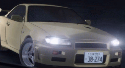 A White Car With A License Plate That Says 38-274 GIF