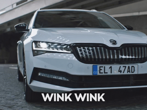 A White Car With A License Plate That Says El1 47 Ad GIF