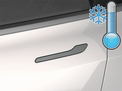 A White Car With A Snowflake And A Thermometer GIF