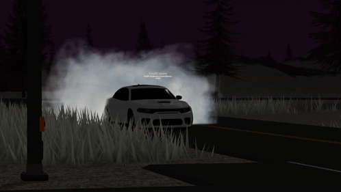 A White Car With Smoke Coming Out Of It And A Few Lines Of Text That Says Fenixcapone On The Bottom GIF