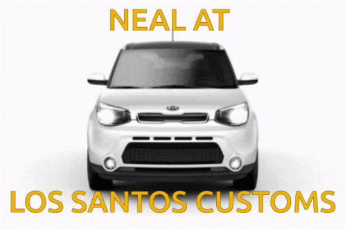 A White Car With The Words Neal At Los Santos Customs GIF