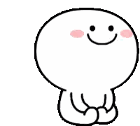 A White Cartoon Character With A Pink Cheek And A Smile On His Face Is Sitting Down . Sticker