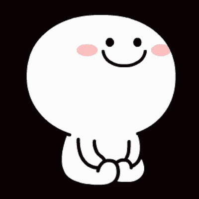 A White Cartoon Character With A Smile On His Face Is Sitting Down . GIF