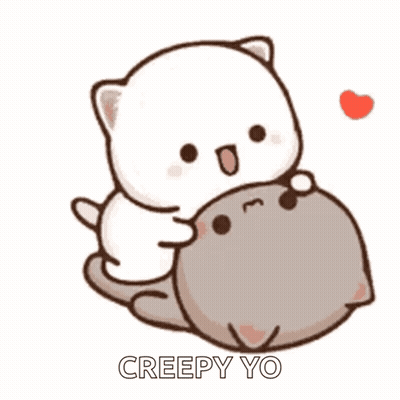 A White Cat Is Hugging A Brown Cat With A Heart In The Background . GIF