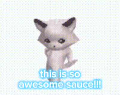 A White Cat Is Standing In Front Of A White Background With The Words `` This Is So Awesome Sauce '' . GIF