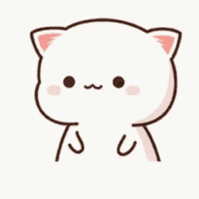 A White Cat With A Pink Ear Is Covering Its Mouth With Its Paws . GIF