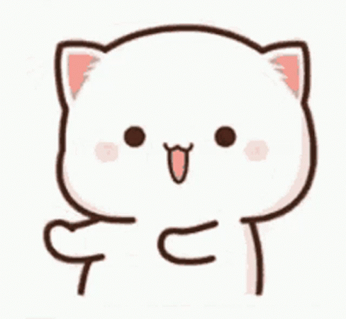 A White Cat With A Pink Ear Is Making A Funny Face And Making A Heart With Its Tongue . GIF
