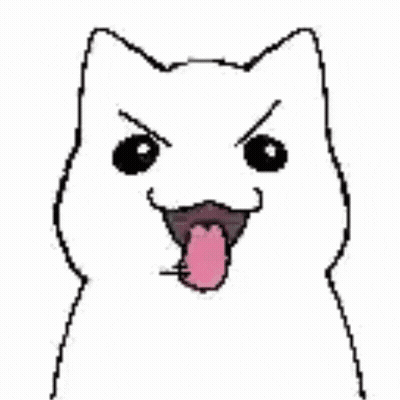 A White Cat With A Pink Tongue Sticking Out Is Making A Funny Face . GIF