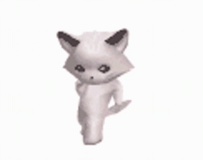 A White Cat With Black Ears And A Black Nose Is Standing On A White Background . GIF