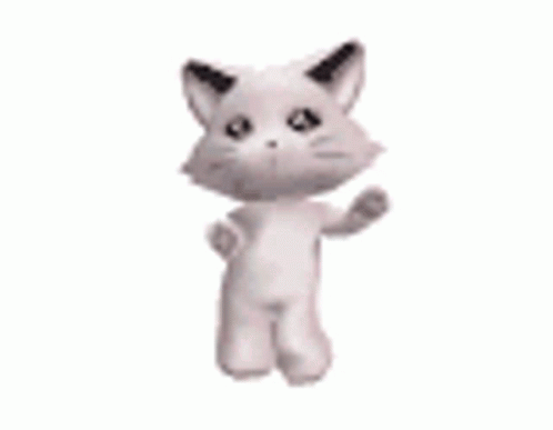 A White Cat With Black Ears Is Standing On Its Hind Legs . GIF