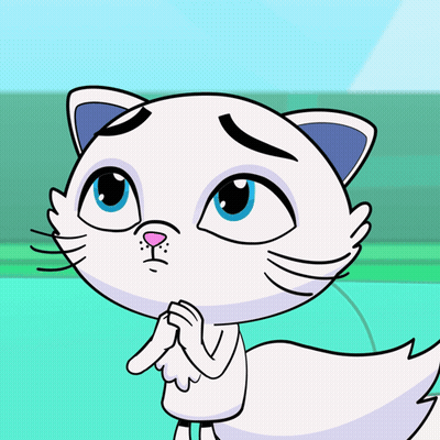 A White Cat With Blue Eyes And A Pink Nose Is Praying GIF