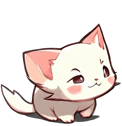 A White Cat With Pink Ears And A Pink Nose Sticker