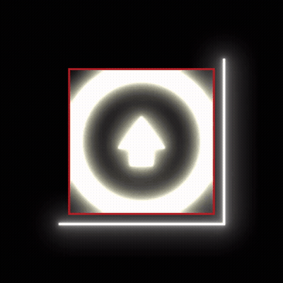 A White Circle With An Arrow Pointing Up In It GIF