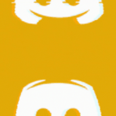 A White Discord Logo With A Yellow Background GIF