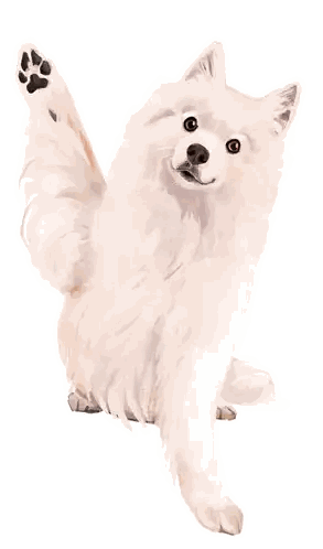 A White Dog With A Black Paw Print On Its Paw Sticker