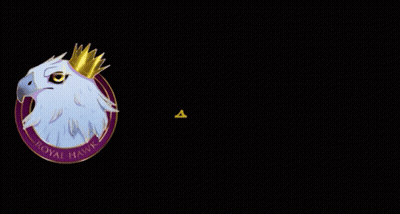 A White Eagle With A Crown On Its Head And The Words Royal Hawk On The Bottom GIF