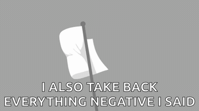 A White Flag On A Pole With The Words " I Also Take Back Everything Negative I Said " GIF