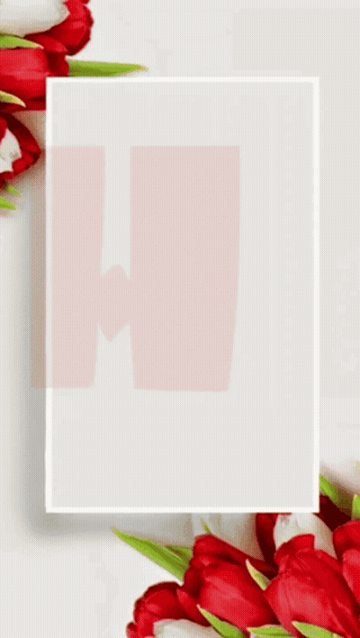 A White Frame With Red And White Flowers And The Letter A GIF