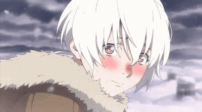A White Haired Anime Character With A Red Cheek GIF