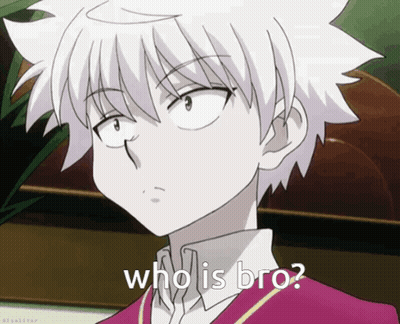 A White Haired Anime Character With The Words Who Is Bro On The Bottom GIF
