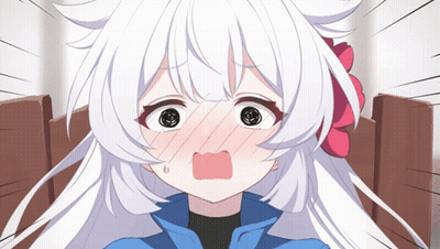 A White Haired Anime Girl With A Red Flower In Her Hair GIF