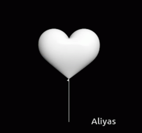 A White Heart Shaped Balloon With The Name Aliyas GIF