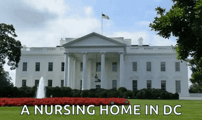 A White House With The Words A Nursing Home In Dc On The Bottom GIF