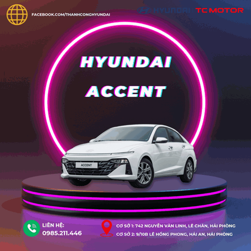 A White Hyundai Accent Is On A Stage GIF
