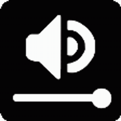 A White Icon Of A Speaker With A Slider In A Black Circle . GIF